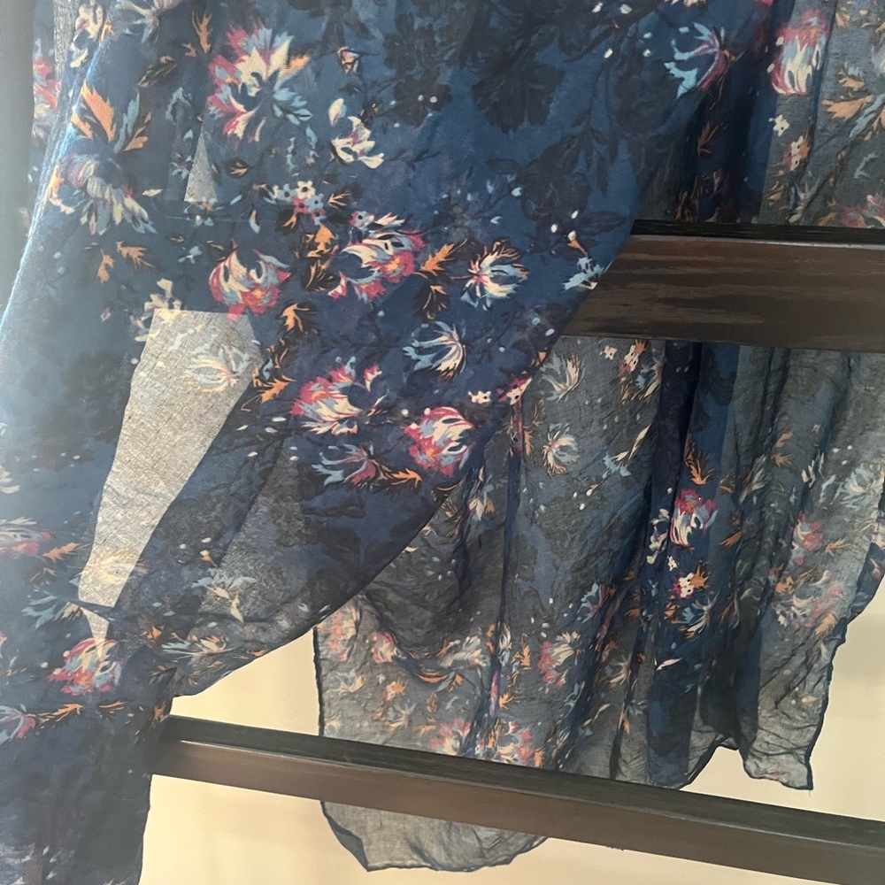 Lightweight navy and floral scarf/wrap